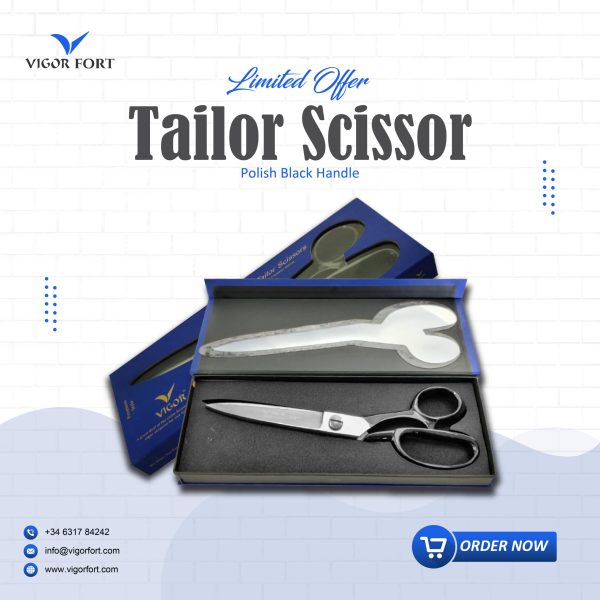 Tailor Scissor (polish black handle) 10″