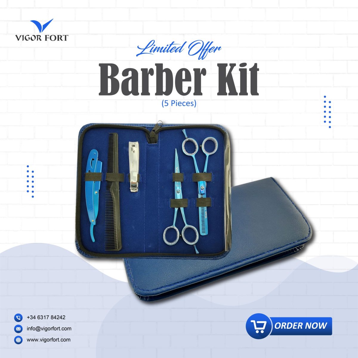 Barber Kit in Blue Color With 5 pcs
